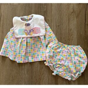 Austin & Ashley Baby 12 Months Vintage Pink Gingham Humpty Dumpty 2pc Set RARE